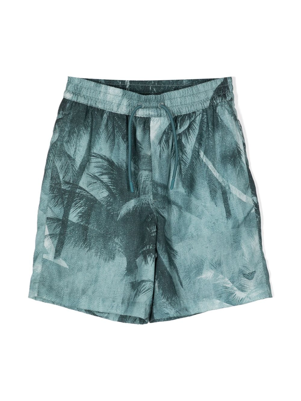 Emporio Armani Kids palm tree-print drawstring shorts - Green von Emporio Armani Kids