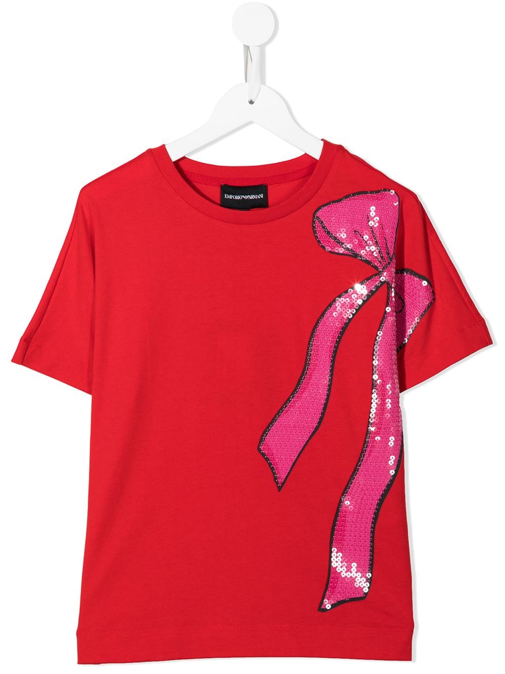 Emporio Armani Kids sequin-embellished short-sleeved T-shirt - Red von Emporio Armani Kids