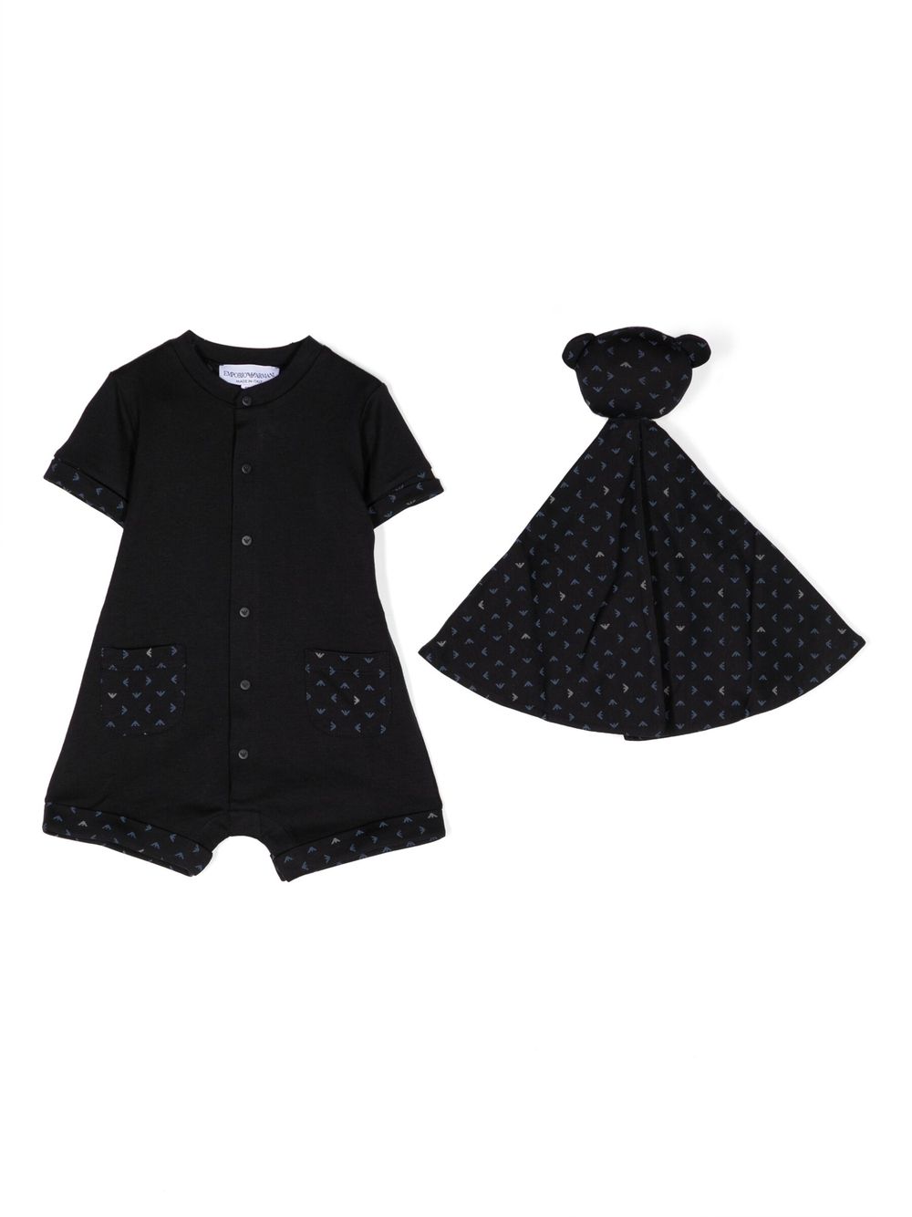 Emporio Armani Kids short-sleeved cotton romper - Black von Emporio Armani Kids