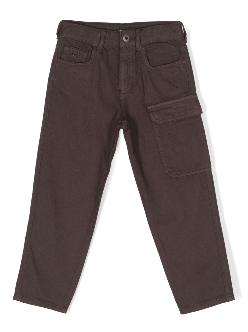 Emporio Armani Kids straight-leg cotton cargo trousers - Brown von Emporio Armani Kids