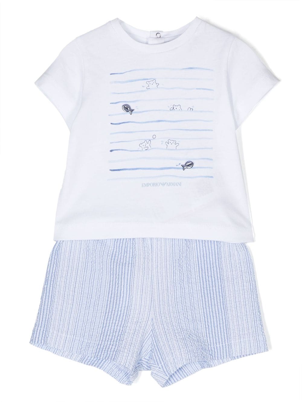 Emporio Armani Kids striped cotton T-shirt & shorts set - Blue von Emporio Armani Kids