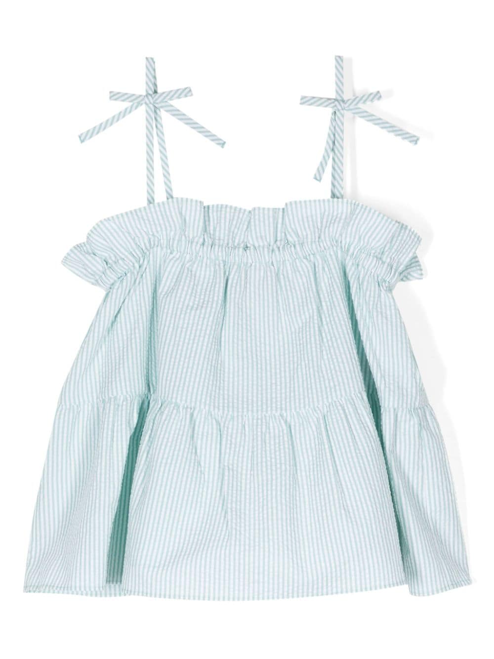 Emporio Armani Kids striped ruffle-trim blouse - Blue von Emporio Armani Kids