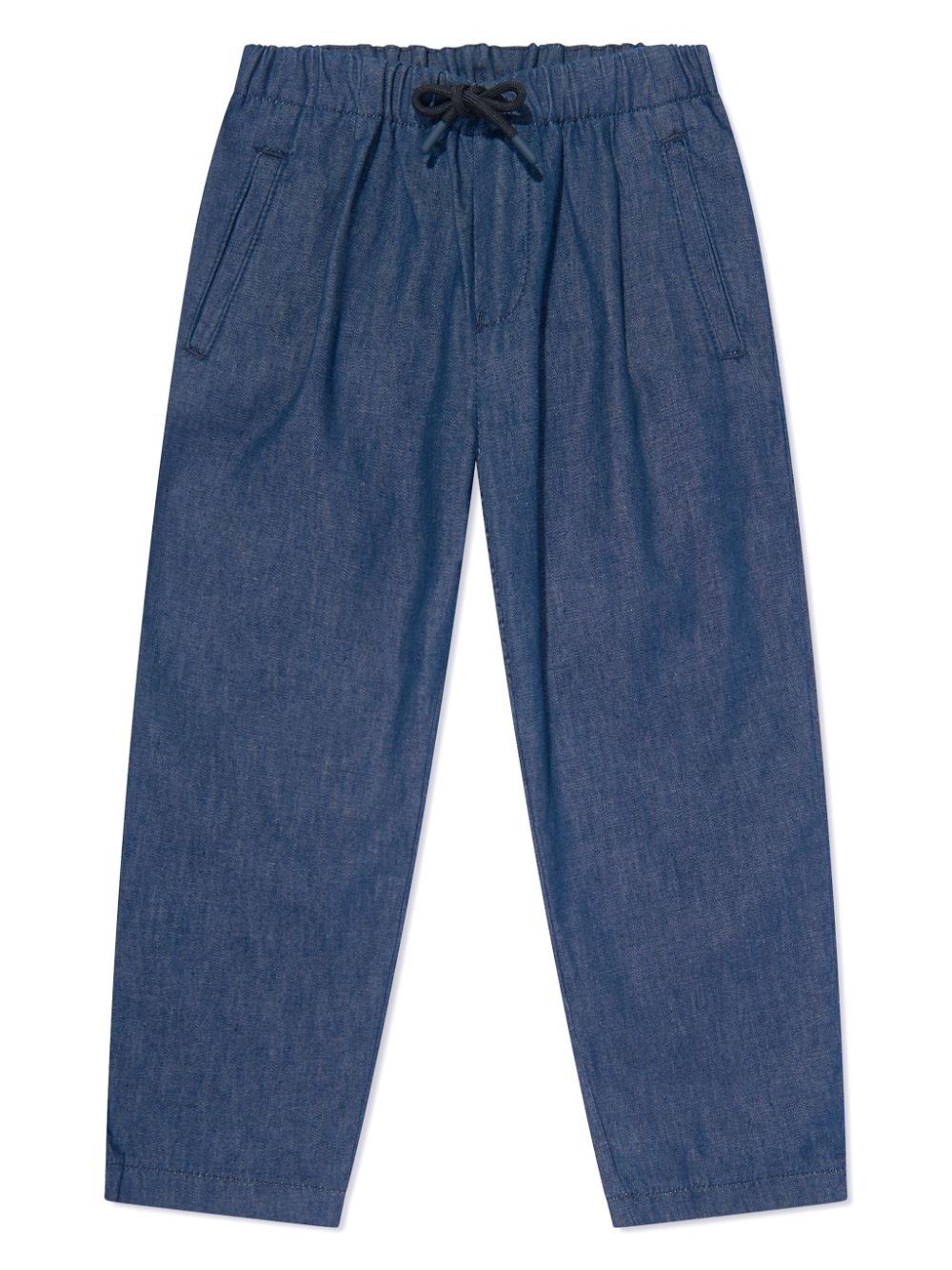 Emporio Armani Kids tapered-leg chambray trousers - Blue von Emporio Armani Kids