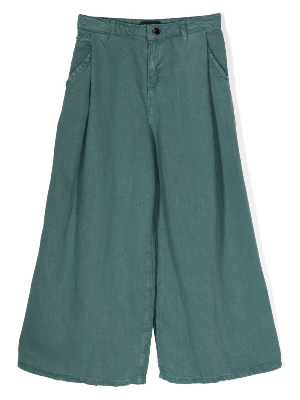 Emporio Armani Kids wide-leg cotton trousers - Green von Emporio Armani Kids