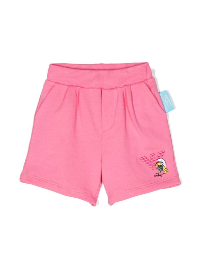 Emporio Armani Kids x The Smurfs cotton shorts - Pink von Emporio Armani Kids