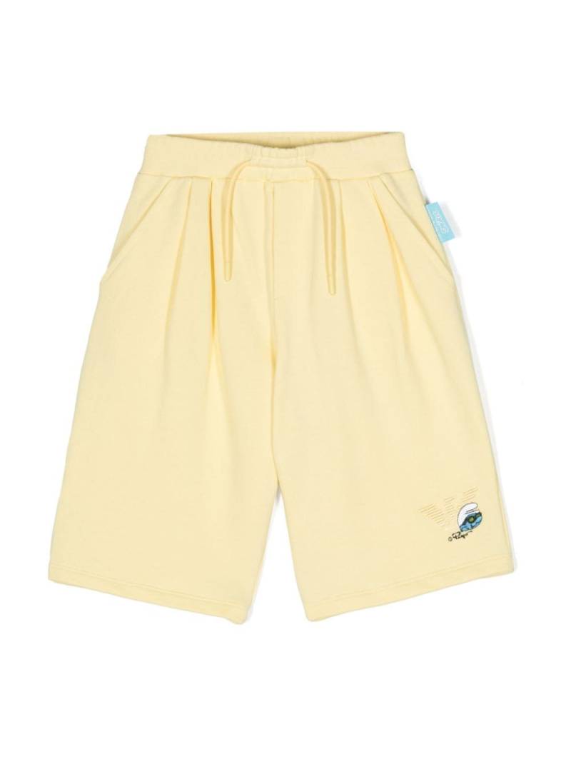 Emporio Armani Kids x The Smurfs logo-appliqué cotton shorts - Yellow von Emporio Armani Kids