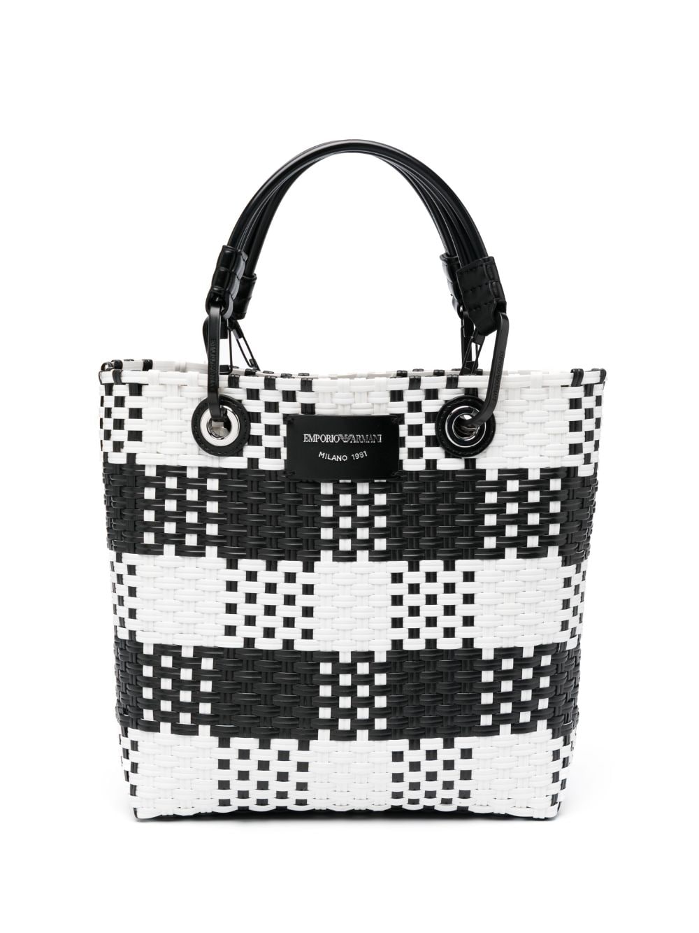 Emporio Armani MyEA check-pattern interwoven tote bag - Black von Emporio Armani