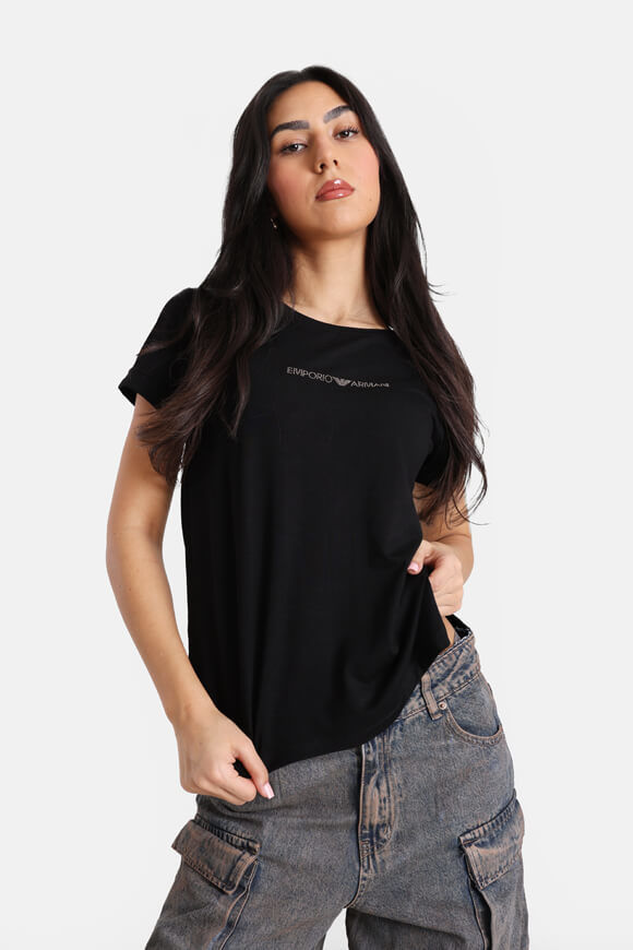 Emporio Armani T-Shirt | Black + Bronze | Damen  | M von Emporio Armani