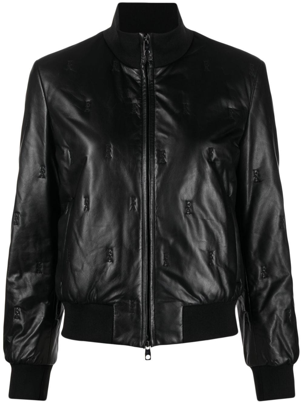 Emporio Armani Travel Essential leather bomber jacket - Black von Emporio Armani