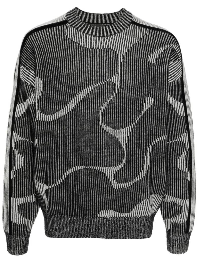 Emporio Armani abstract-pattern wool jumper - Black von Emporio Armani