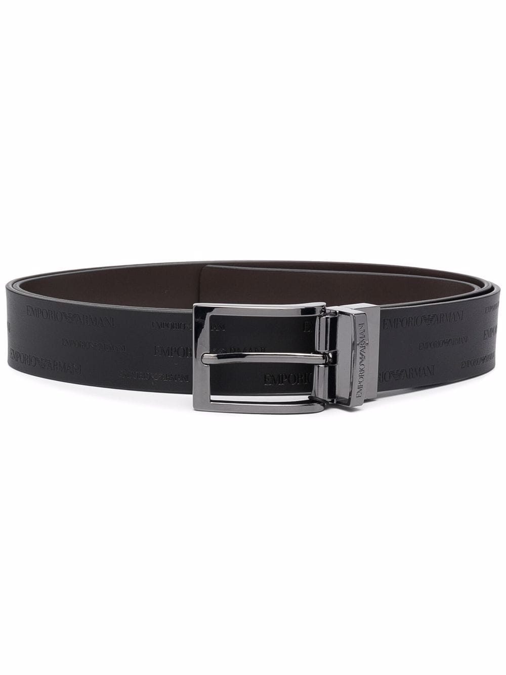 Emporio Armani all-over embossed logo belt - Black von Emporio Armani