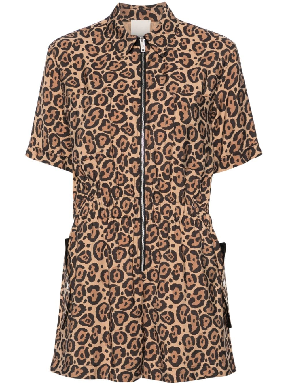 Emporio Armani animal-print zipped playsuit - Neutrals von Emporio Armani