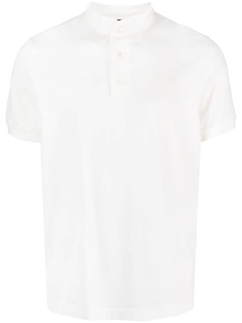 Emporio Armani band-collar cotton polo shirt - White von Emporio Armani