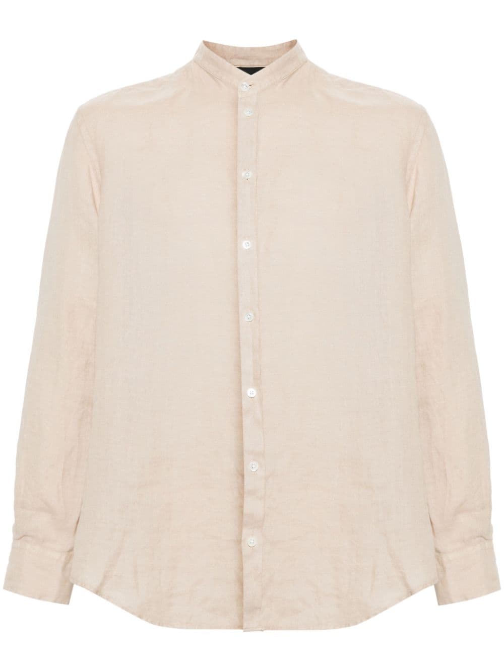 Emporio Armani band-collar linen shirt - Neutrals