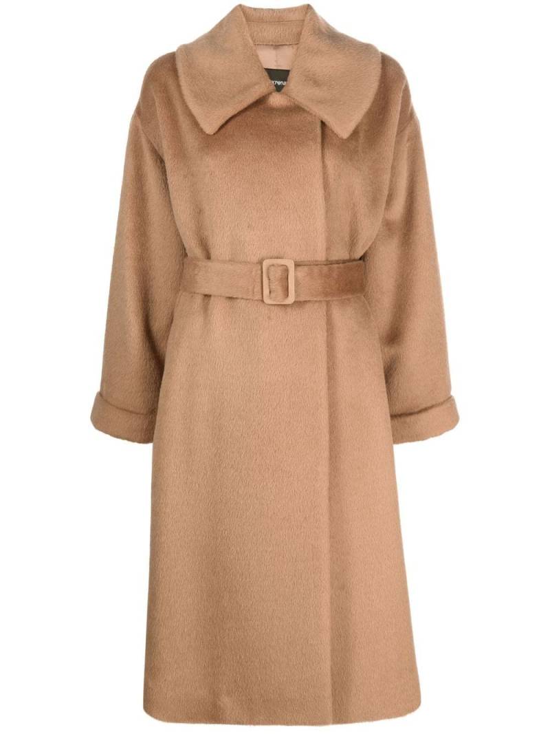 Emporio Armani belted long-sleeve coat - Brown von Emporio Armani