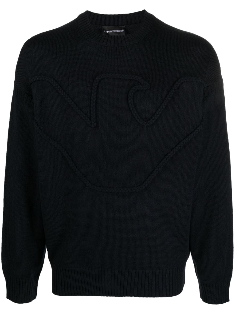 Emporio Armani braided embossed-logo jumper - Blue von Emporio Armani