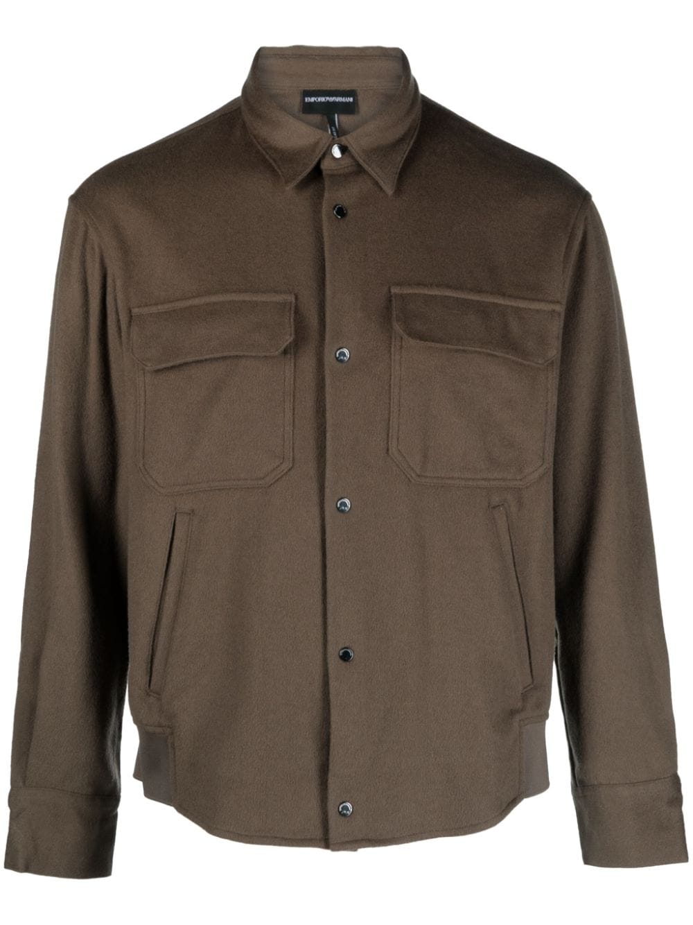 Emporio Armani brushed cargo-pocket shirt jacket - Green von Emporio Armani