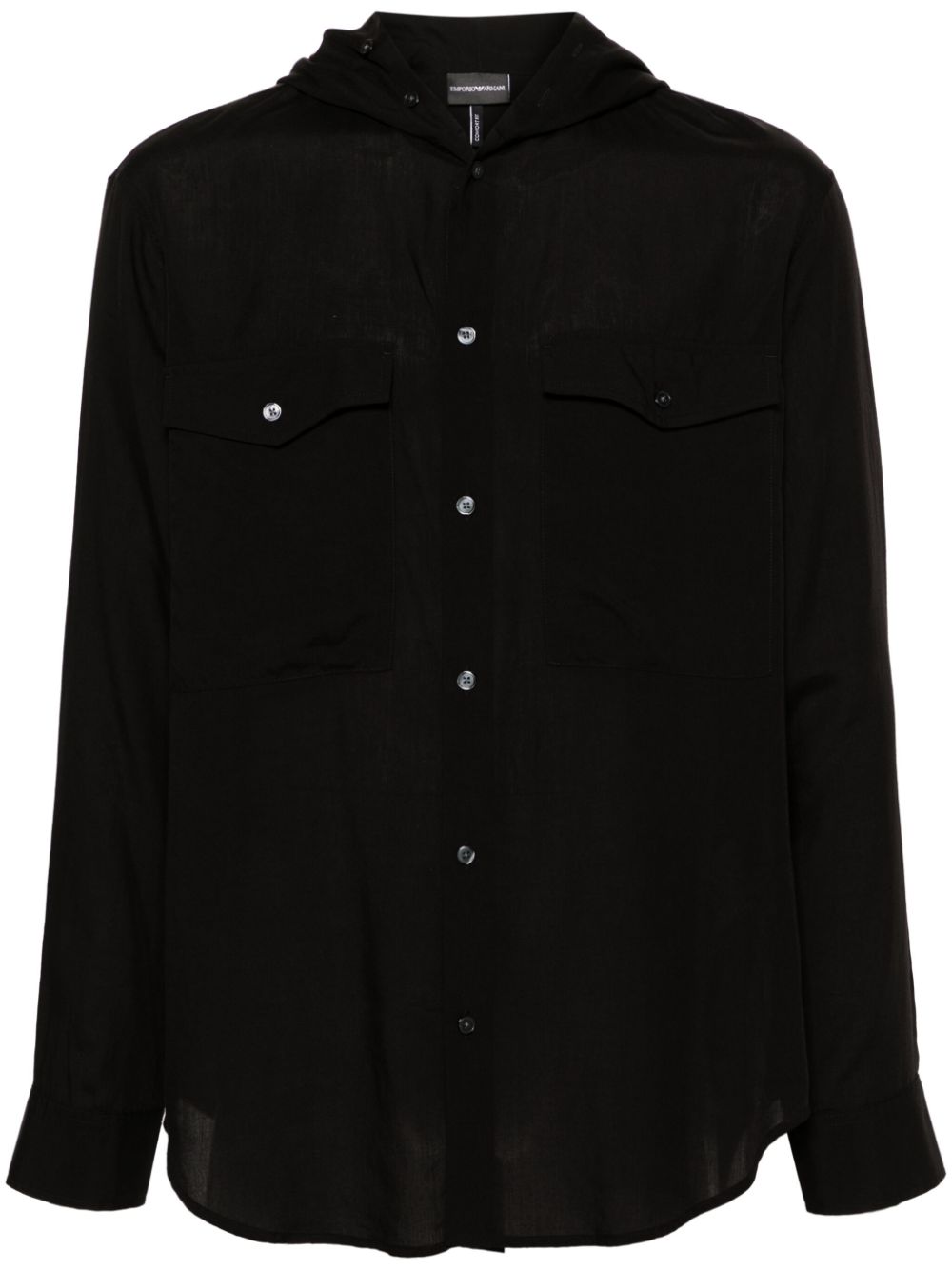 Emporio Armani button-up hooded shirt - Black von Emporio Armani