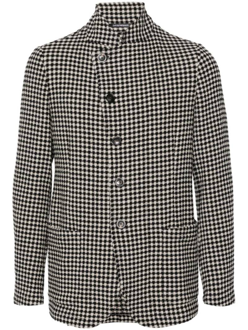 Emporio Armani checkerboard-knit shirt jacket - Black von Emporio Armani