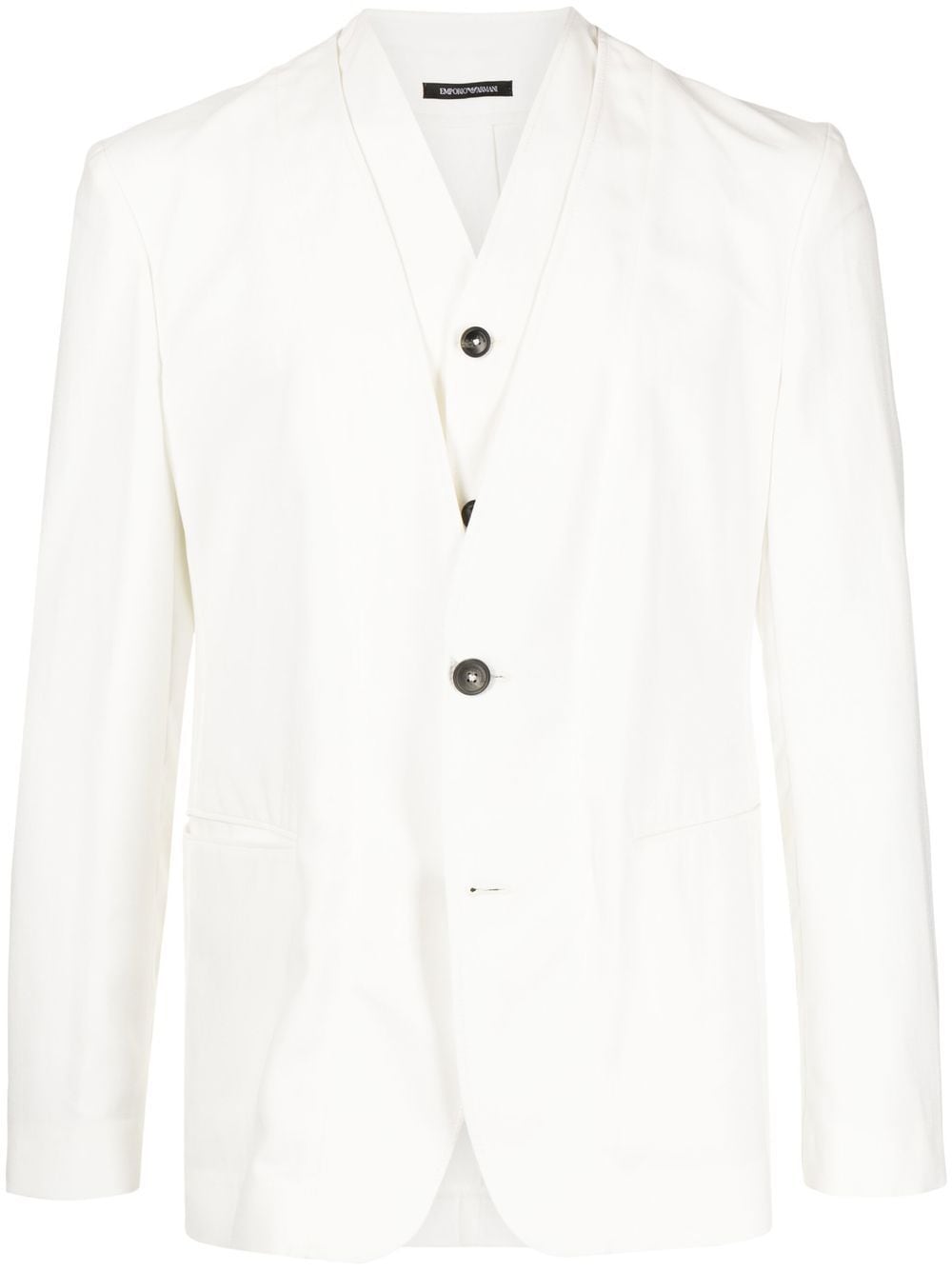 Emporio Armani collarless single-breasted blazer - White von Emporio Armani