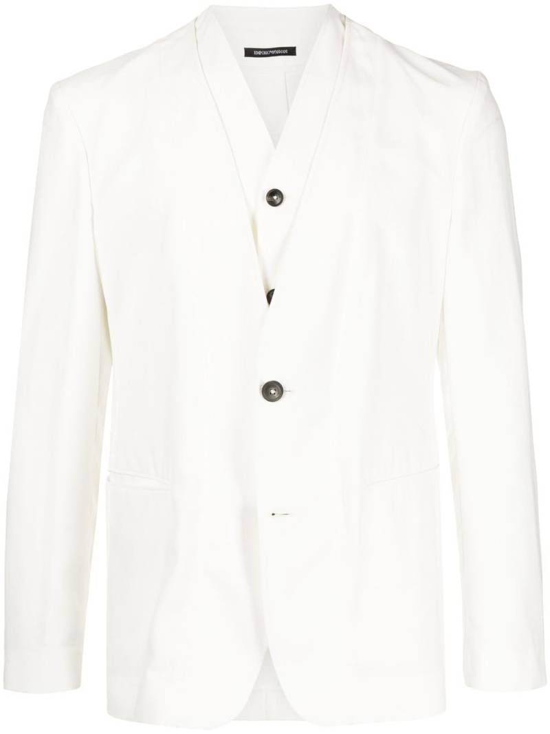 Emporio Armani collarless single-breasted blazer - White von Emporio Armani