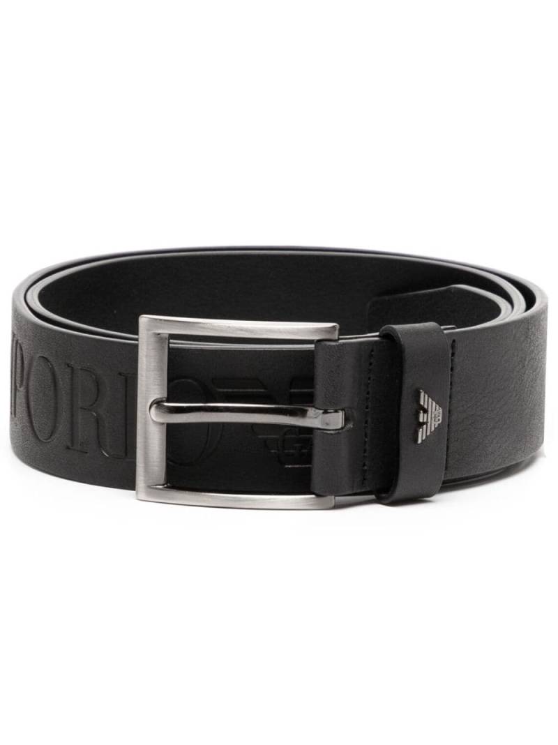 Emporio Armani debossed-logo leather belt - Black von Emporio Armani