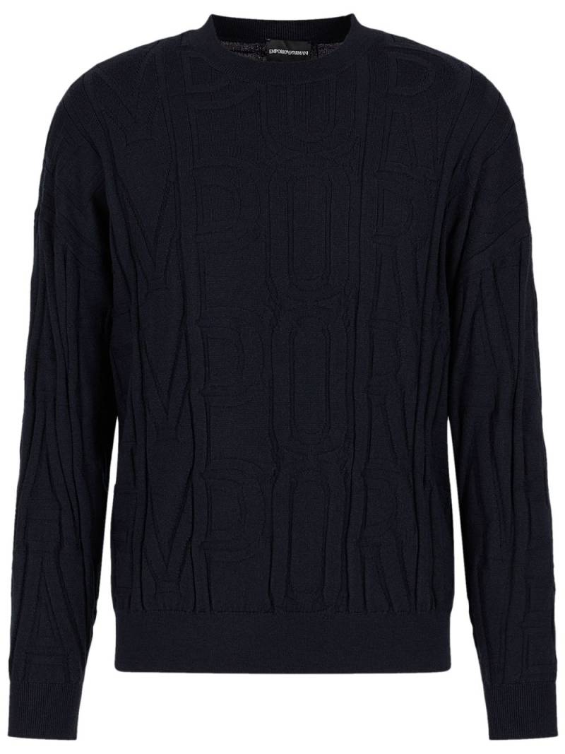 Emporio Armani debossed logo-motif jumper - Black von Emporio Armani