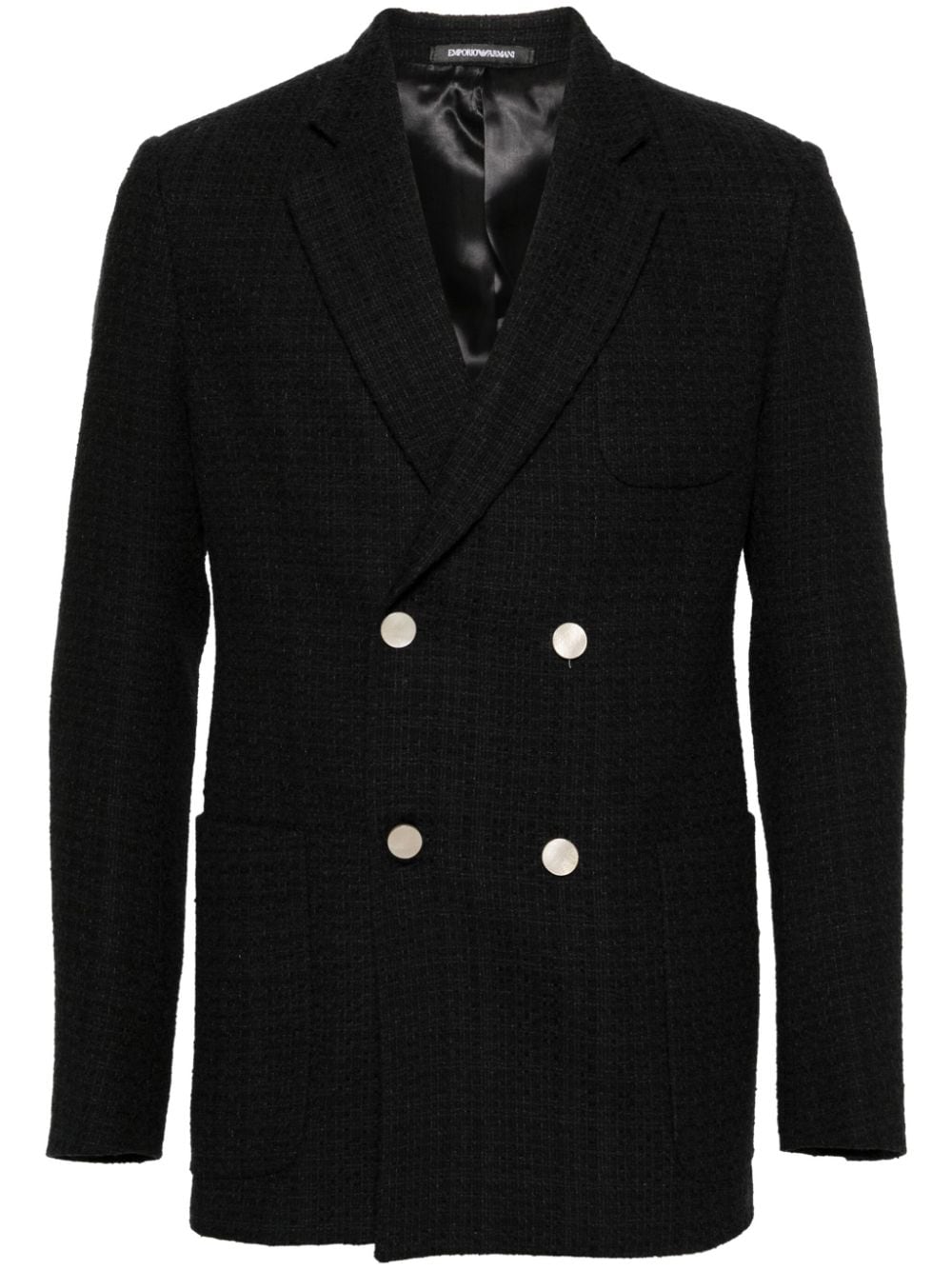 Emporio Armani double-breasted tweed blazer - Black von Emporio Armani