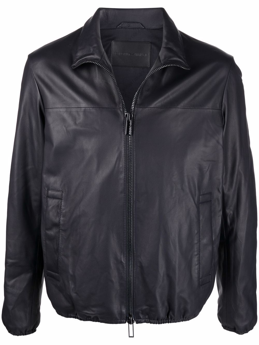 Emporio Armani drawstring hem biker jacket - Blue von Emporio Armani