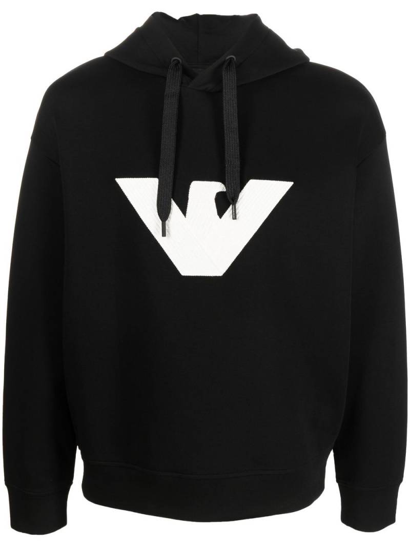 Emporio Armani embossed-logo drawstring hoodie - Black von Emporio Armani