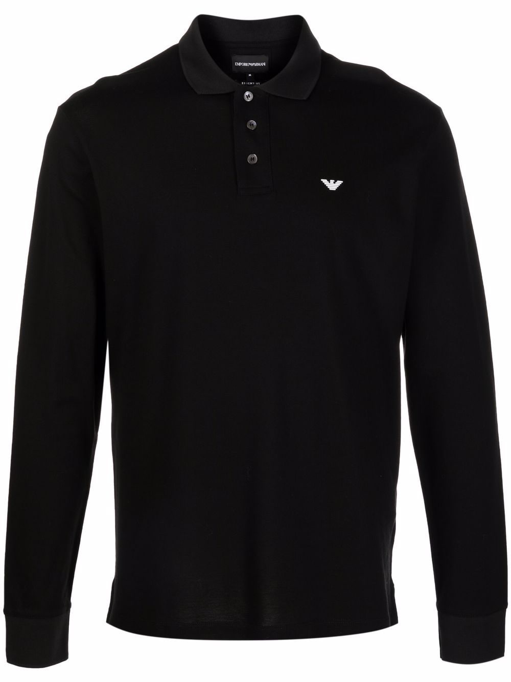 Emporio Armani embroidered-logo long-sleeved polo shirt - Black von Emporio Armani