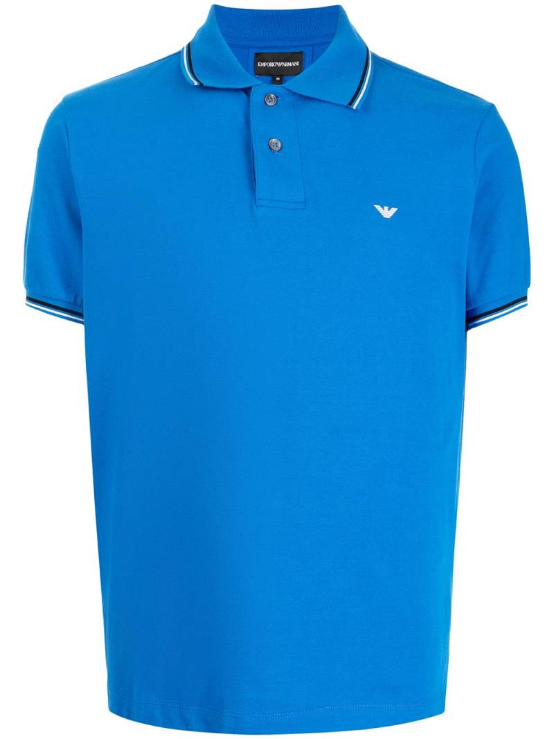 Emporio Armani embroidered-logo short-sleeved polo shirt - Blue von Emporio Armani