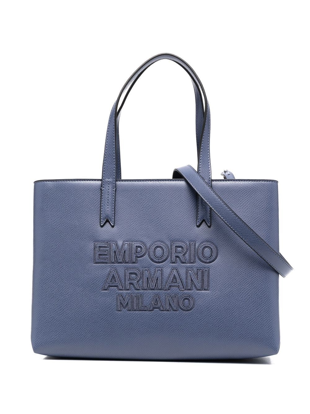 Emporio Armani embroidered logo tote bag - Blue von Emporio Armani