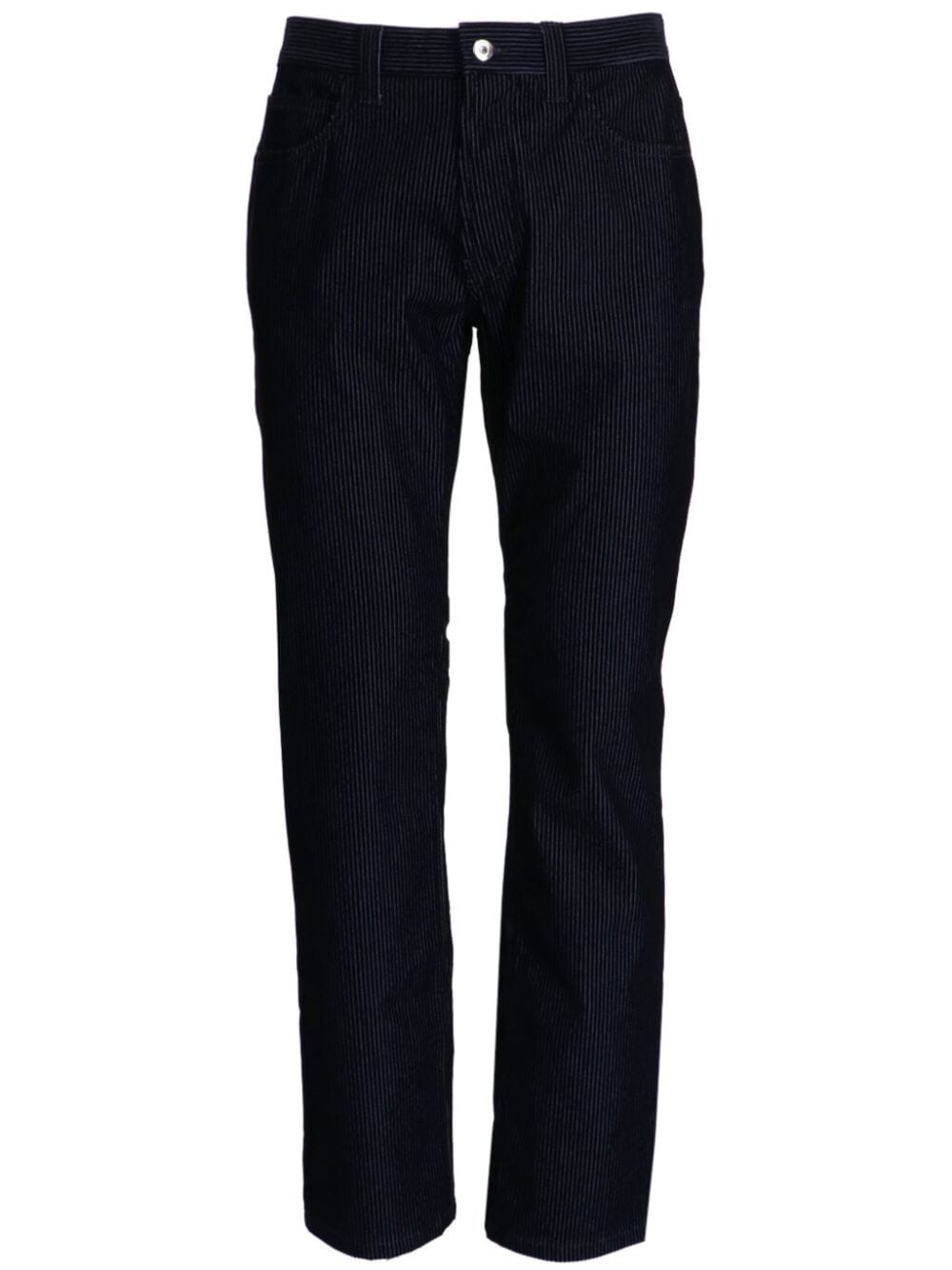 Emporio Armani flocked mid-rise straight-leg trousers - Blue von Emporio Armani