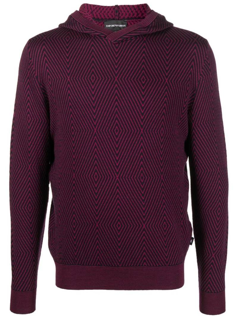 Emporio Armani geometric-pattern hooded jumper - Pink von Emporio Armani