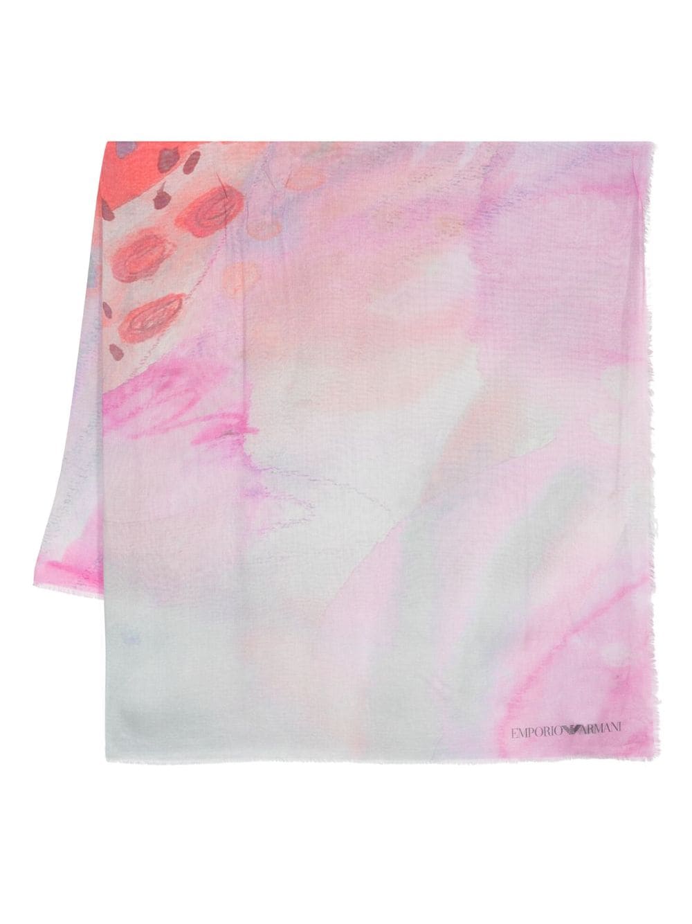 Emporio Armani graphic-print frayed scarf - Pink von Emporio Armani