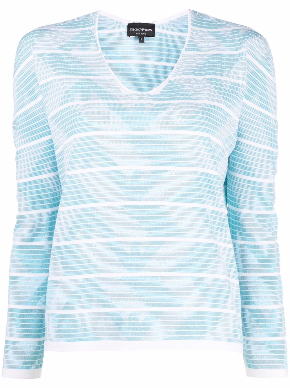 Emporio Armani graphic-print scoop-neck jumper - Blue von Emporio Armani