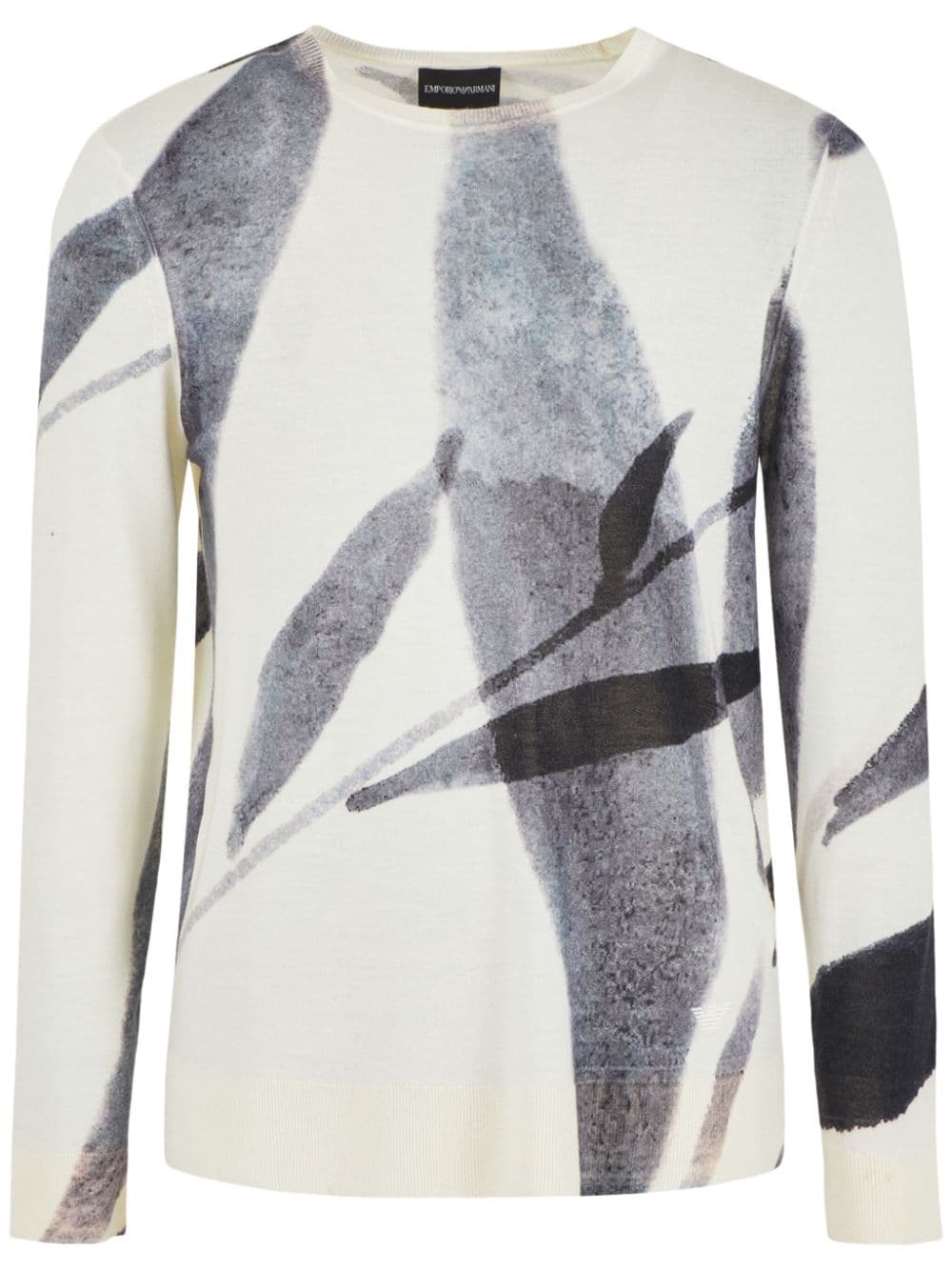 Emporio Armani graphic-print wool jumper - Neutrals von Emporio Armani