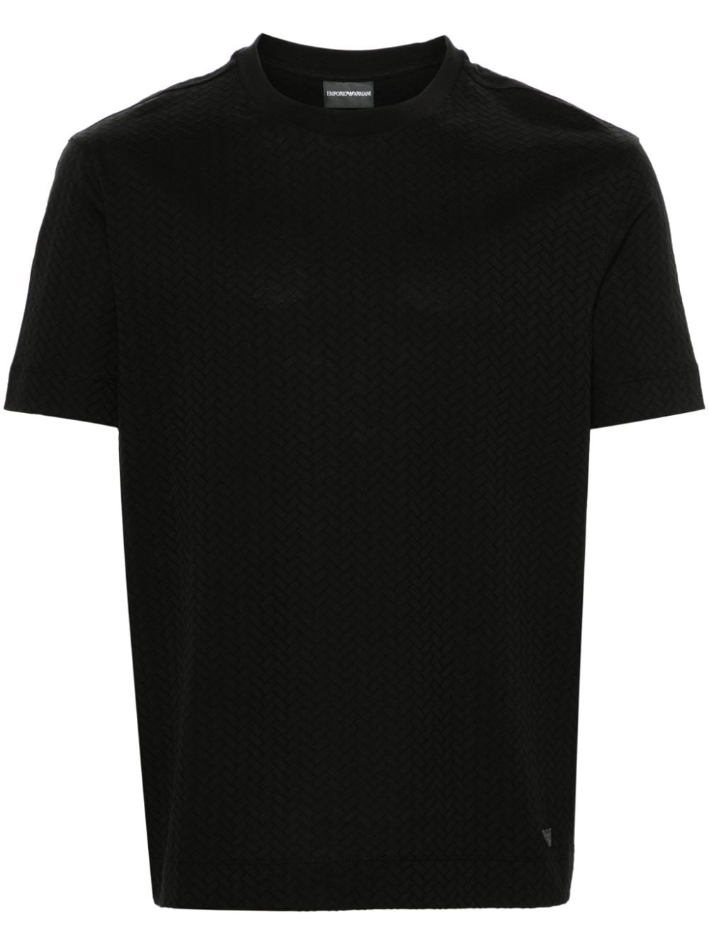 Emporio Armani herringbone-pattern cotton T-shirt - Black von Emporio Armani