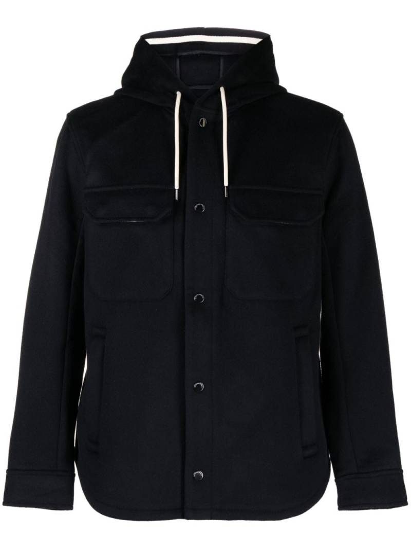 Emporio Armani hooded virgin wool shirt jacket - Blue von Emporio Armani