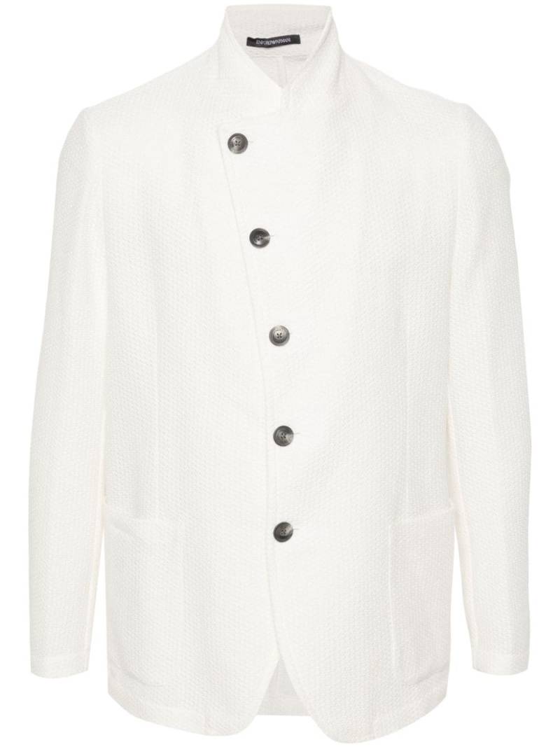 Emporio Armani knitted single-breasted jacket - White von Emporio Armani