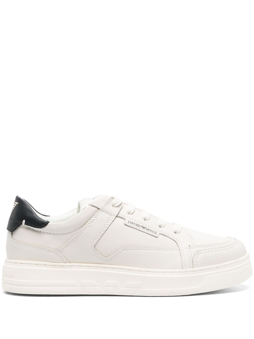 Emporio Armani lace-up leather sneakers - White von Emporio Armani