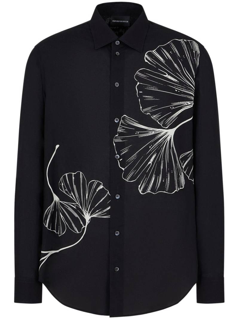Emporio Armani leaf-print shirt - Black von Emporio Armani