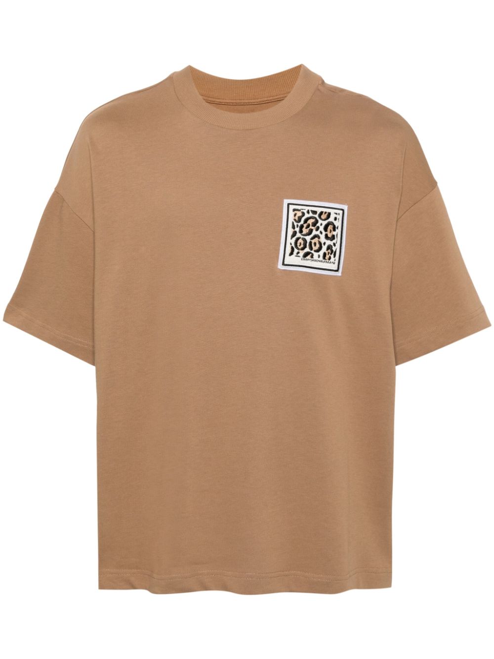 Emporio Armani logo-appliqué cotton T-shirt - Brown von Emporio Armani