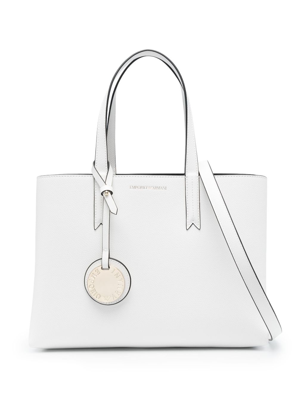 Emporio Armani logo-charm faux-leather tote - White von Emporio Armani