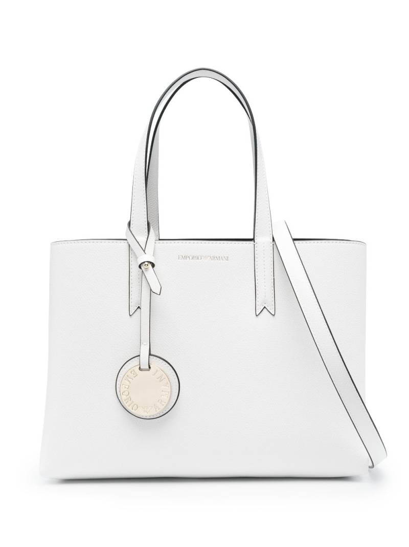 Emporio Armani logo-charm faux-leather tote - White von Emporio Armani