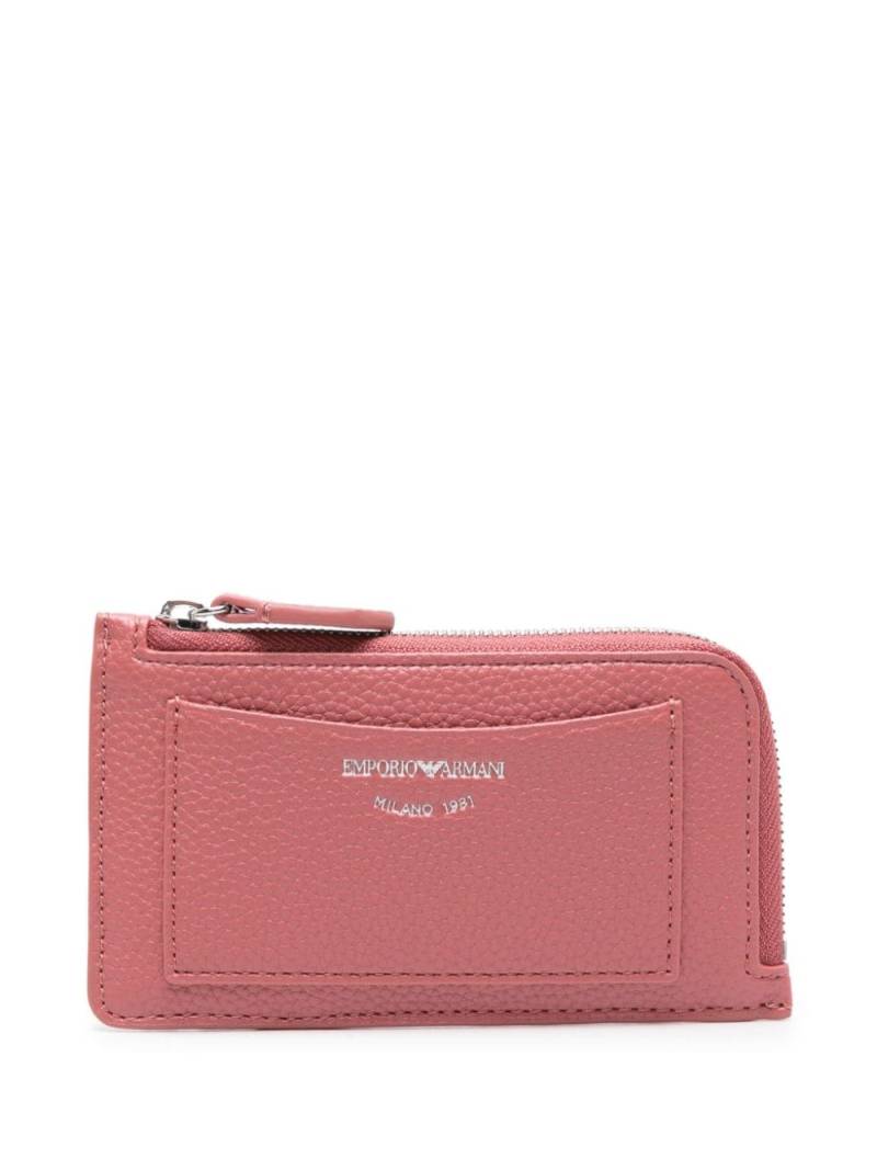 Emporio Armani logo-debossed grained cardholder - Pink von Emporio Armani