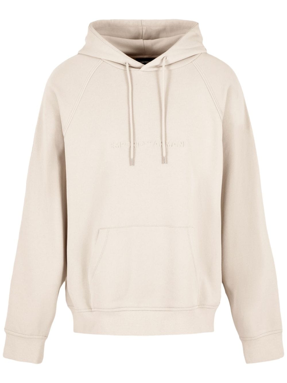 Emporio Armani logo-embossed cotton hoodie - Neutrals von Emporio Armani