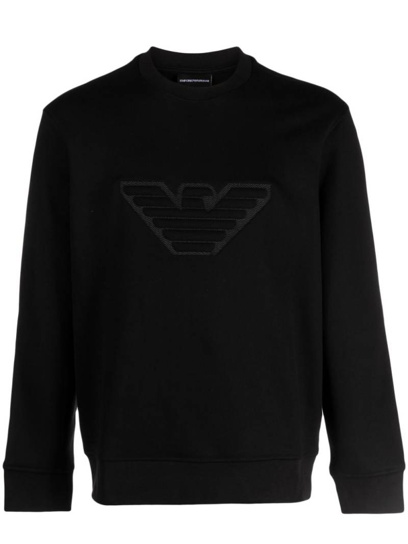 Emporio Armani logo-embossed cotton sweatshirt - Black von Emporio Armani