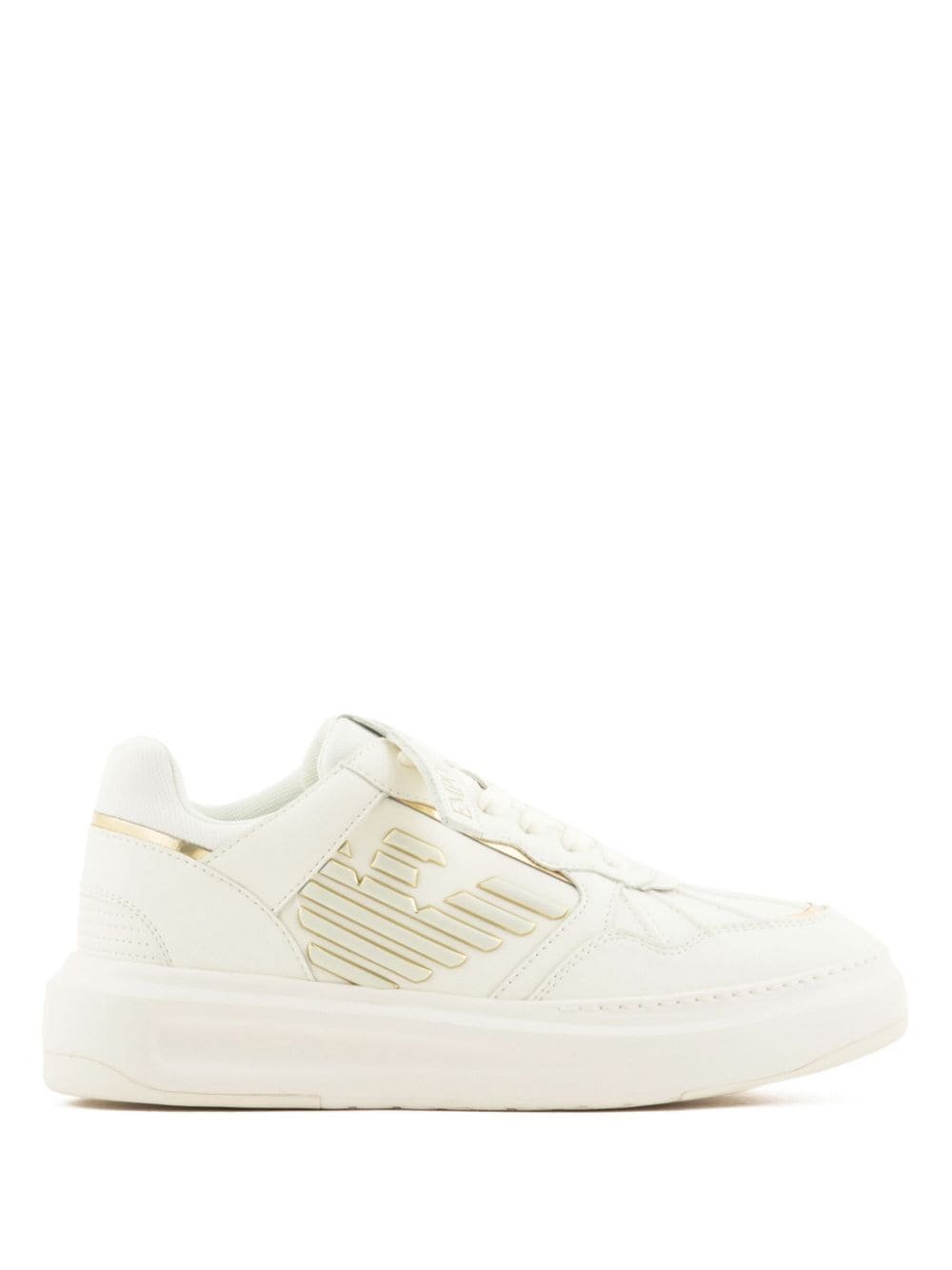 Emporio Armani logo-embossed leather sneakers - White von Emporio Armani